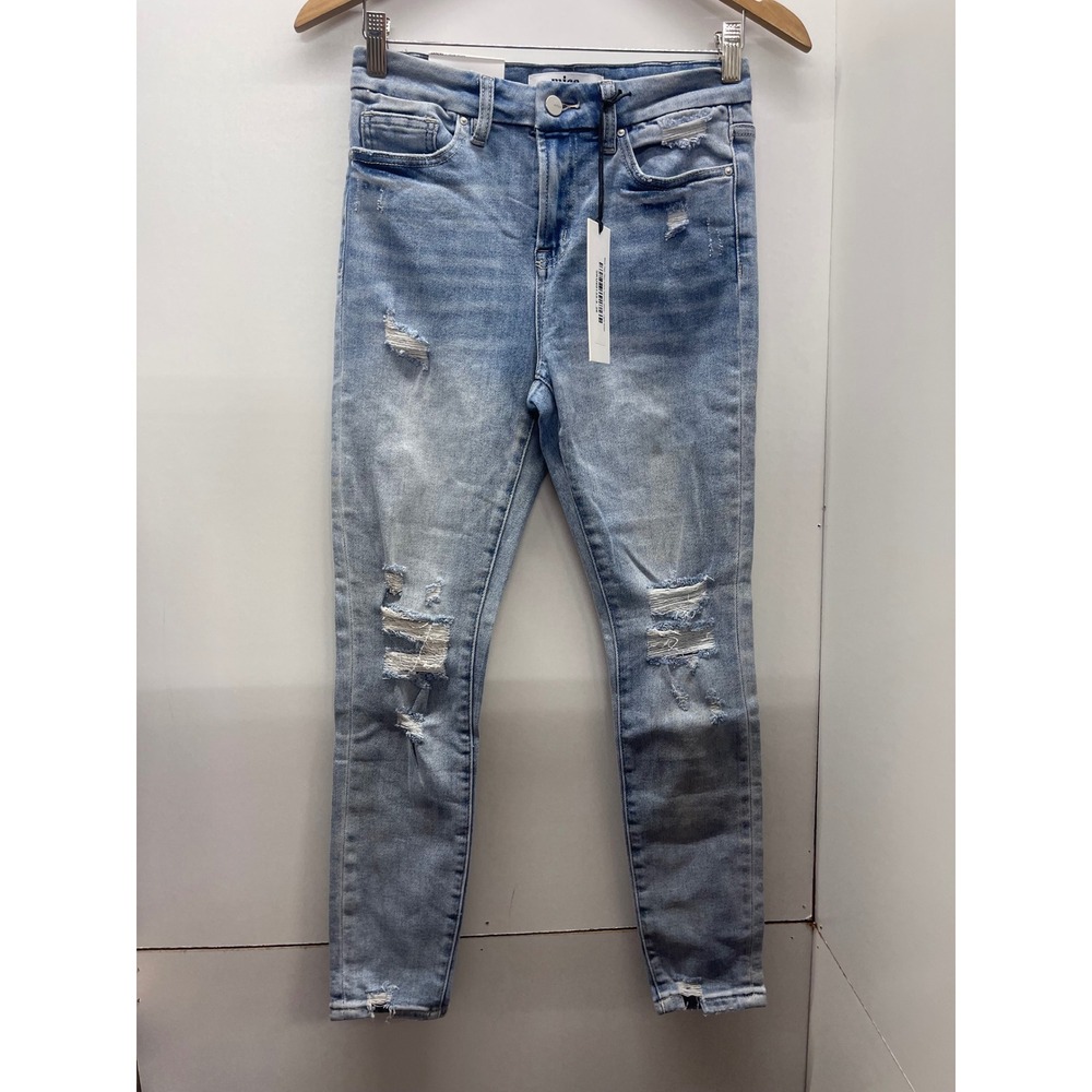 Mica Los Angeles High Rise Skinny Distressed Jeans Light Wash Size 26 NWT